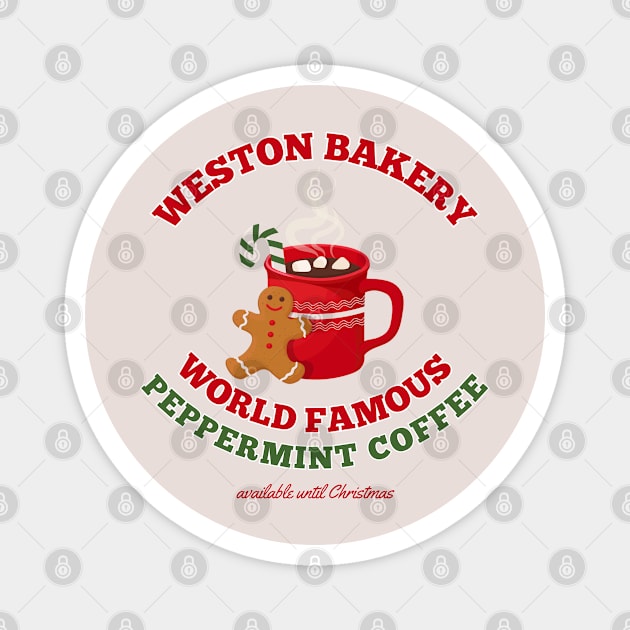 Weston Bakery - peppermint coffee Magnet by Stars Hollow Mercantile